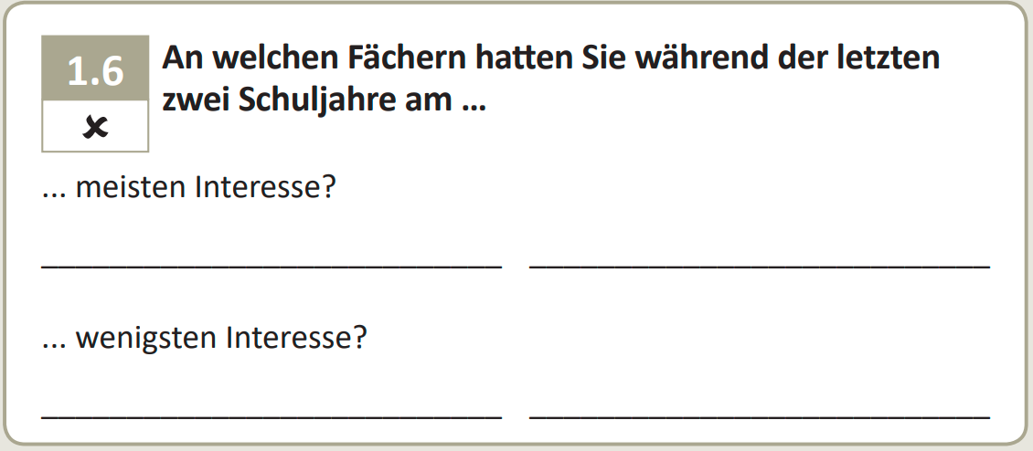 Which subjects were you in during the lasttwo years of school …… with most interest?… with least interest?