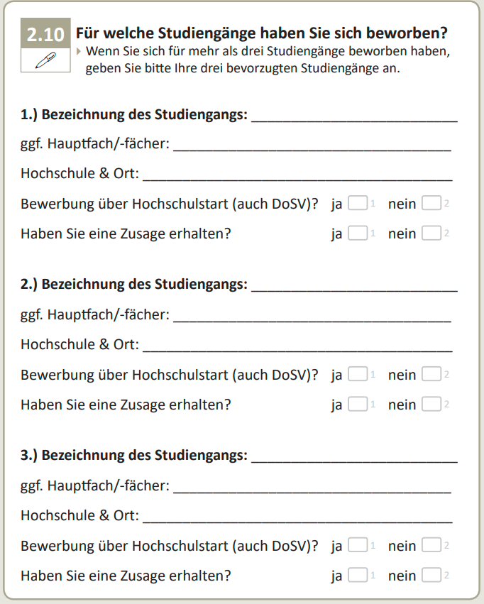 Für welche Studiengänge haben Sie sich beworben?