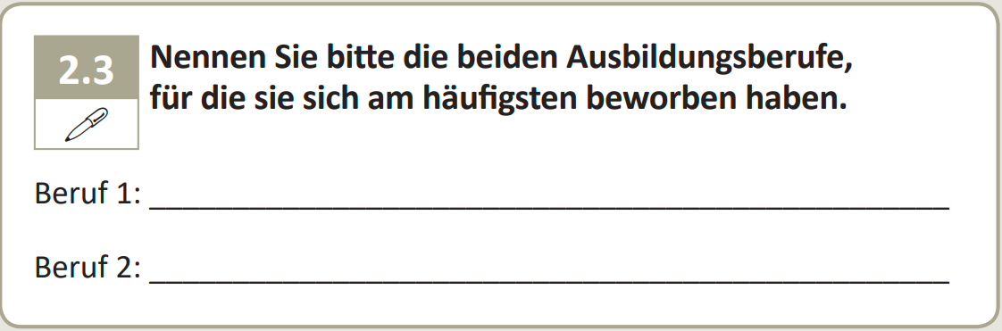 Nennen Sie bitte die beiden Ausbildungsberufe, für die sie sich am häufigsten beworben haben.