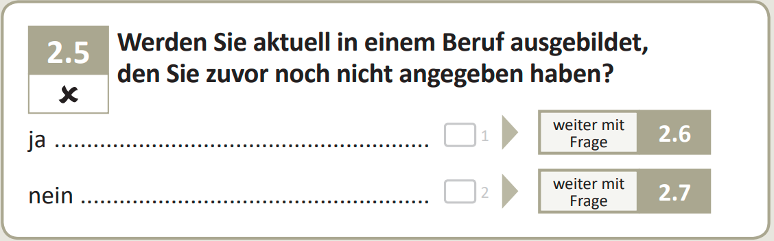 Werden Sie aktuell in einem Beruf ausgebildet, den Sie zuvor noch nicht angegeben haben?