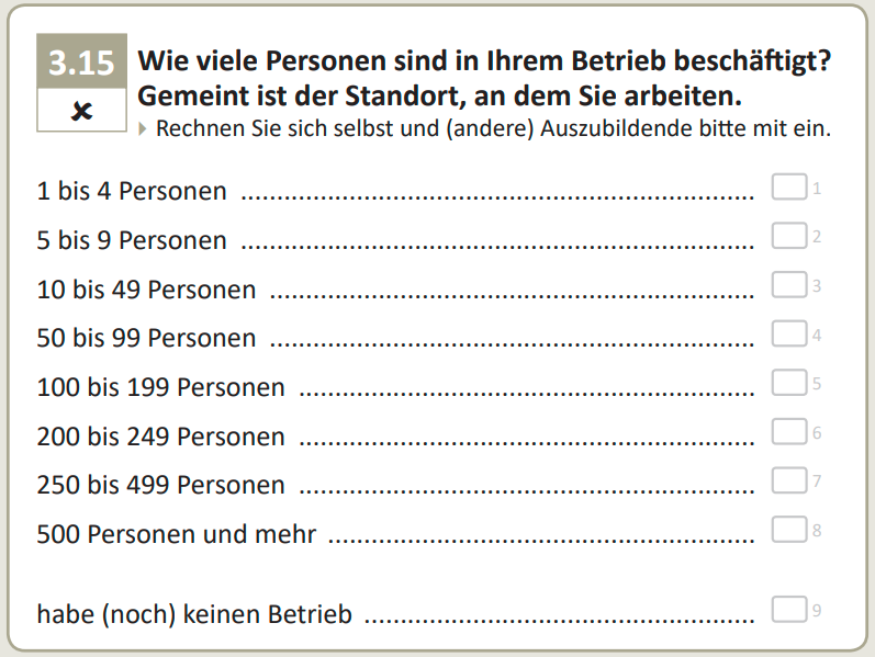 Wie viele Personen sind in Ihrem Betrieb beschäftigt? Gemeint ist der Standort, an dem Sie arbeiten.