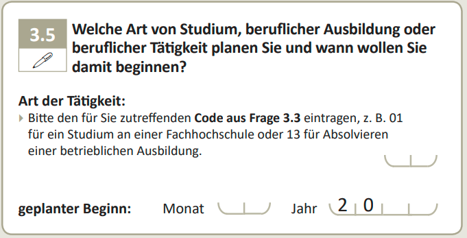 Welche Art von Studium, beruflicher Ausbildung oder beruflicher Tätigkeit planen Sie und wann wollen Sie damit beginnen?