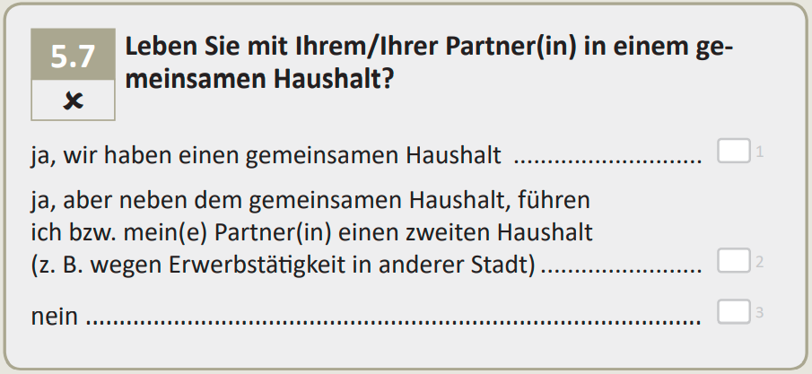 Leben Sie mit Ihrem/Ihrer Partner(in) in einem gemeinsamen Haushalt?