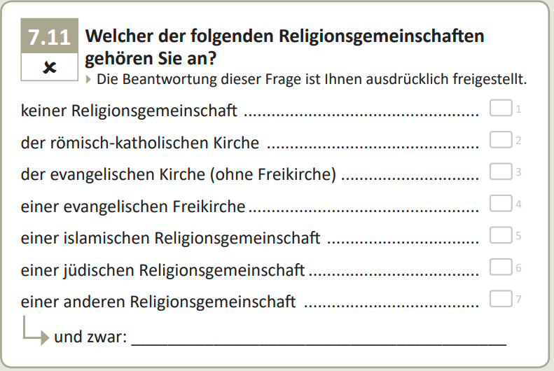 Welcher der folgenden Religionsgemeinschaften gehören Sie an?
