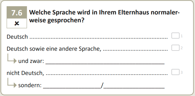 Welche Sprache wird in Ihrem Elternhaus normalerweise gesprochen?