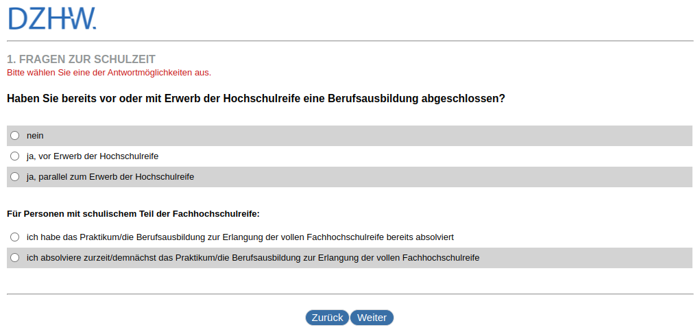 Did you complete a course of vocational training before or upon gaining your higher education entrance qualification?