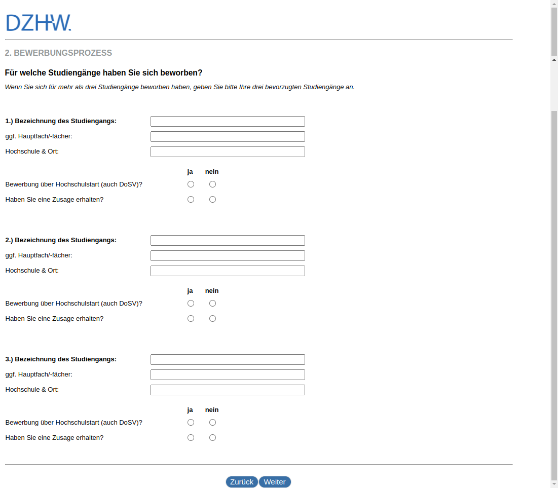 What degree programmes did you apply for?