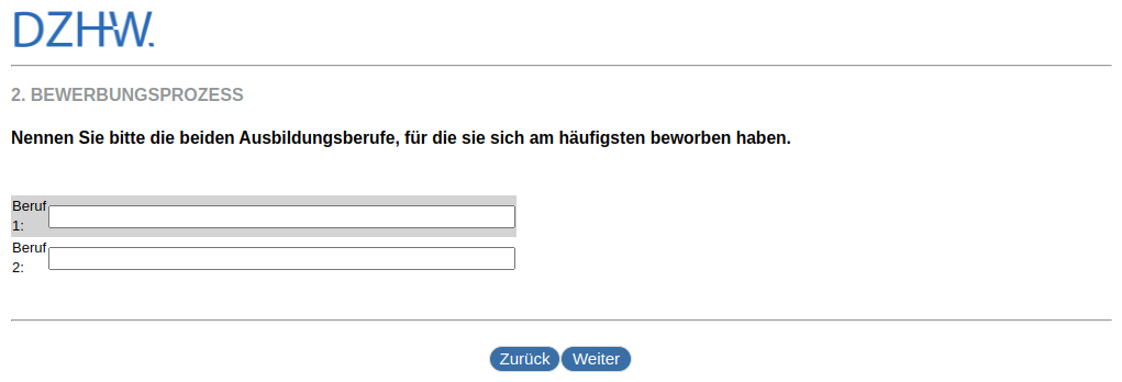 Please name the two training professions for which you have applied most frequently.