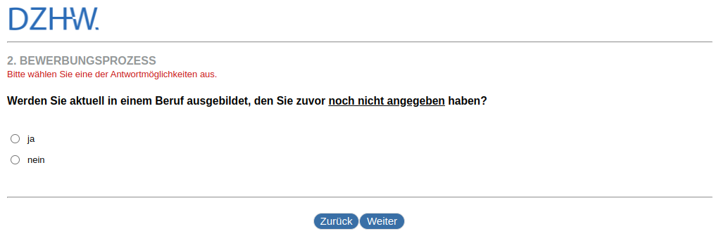 Are you currently being trained in a profession that you have not previously indicated?