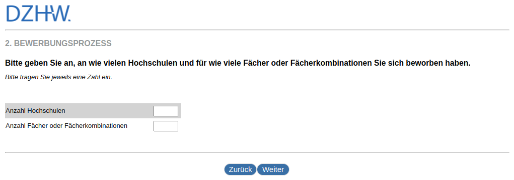 Please state at how many universities and for how many subjects or subject combinations you have applied.