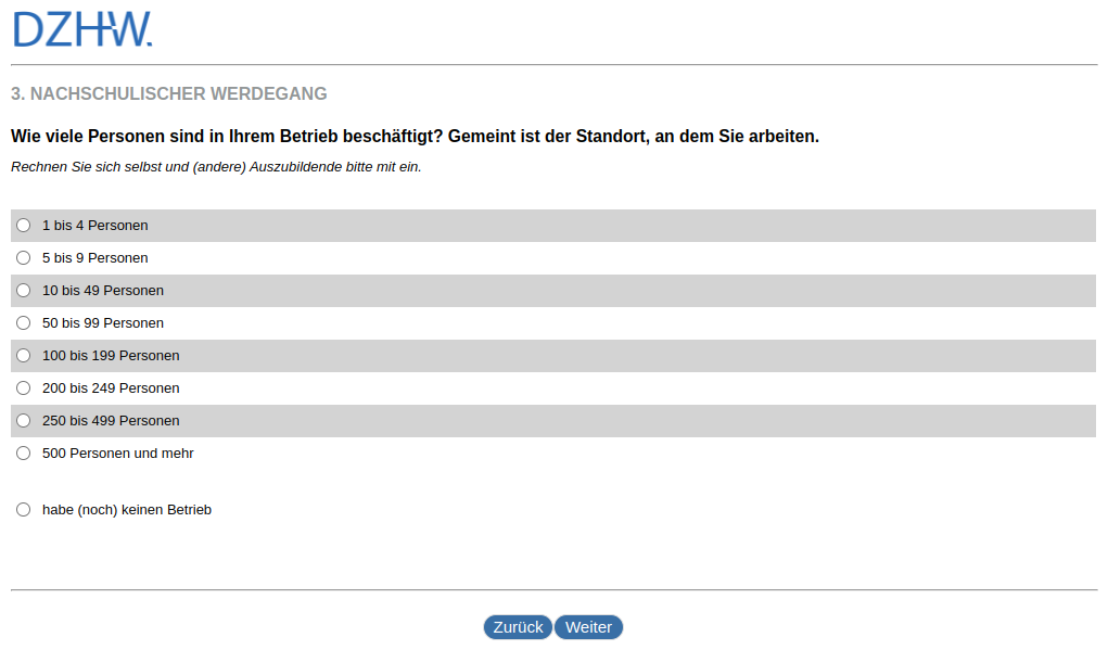 How many people are employed in your business? This refers to the location where you work.