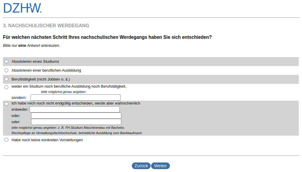 What next step in your post-school career have you decided on?