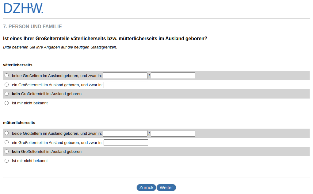 Were any of your paternal or maternal grandparents born abroad?