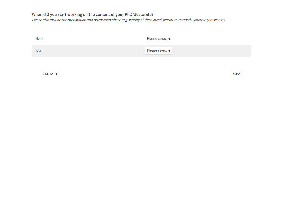 When did you start working on the content of your PhD/doctorate?