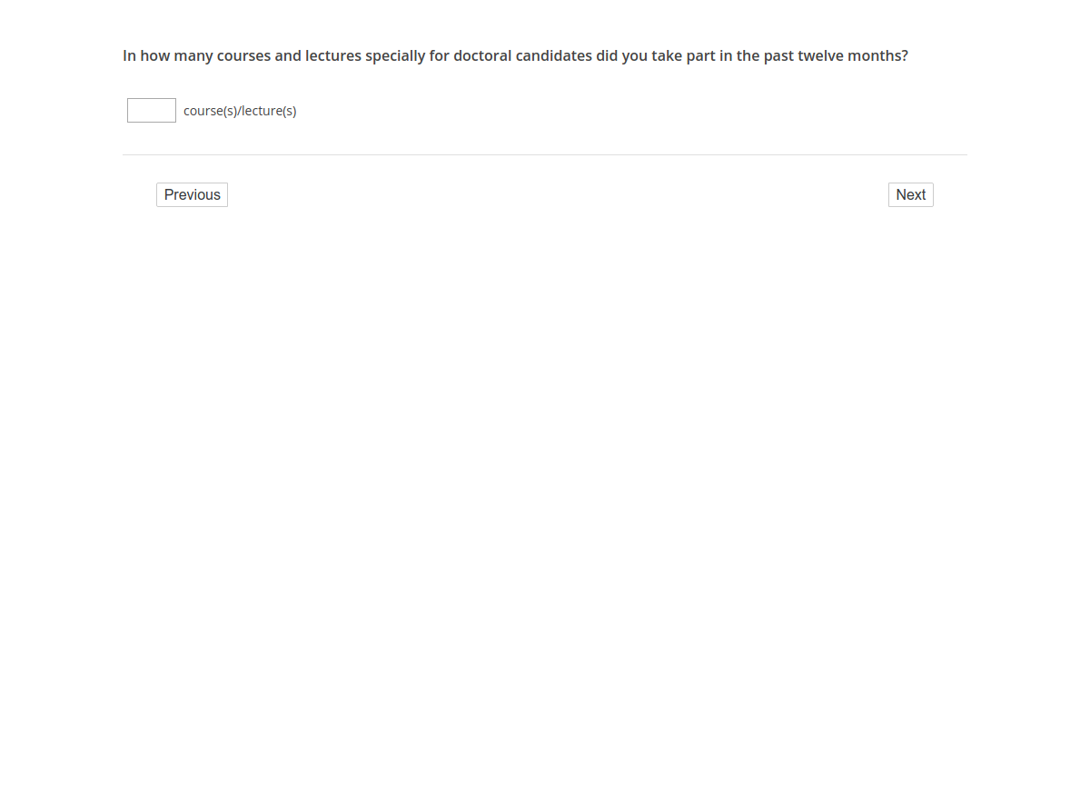 In how many courses and lectures specially for doctoral candidates did you take part in the past twelve months?