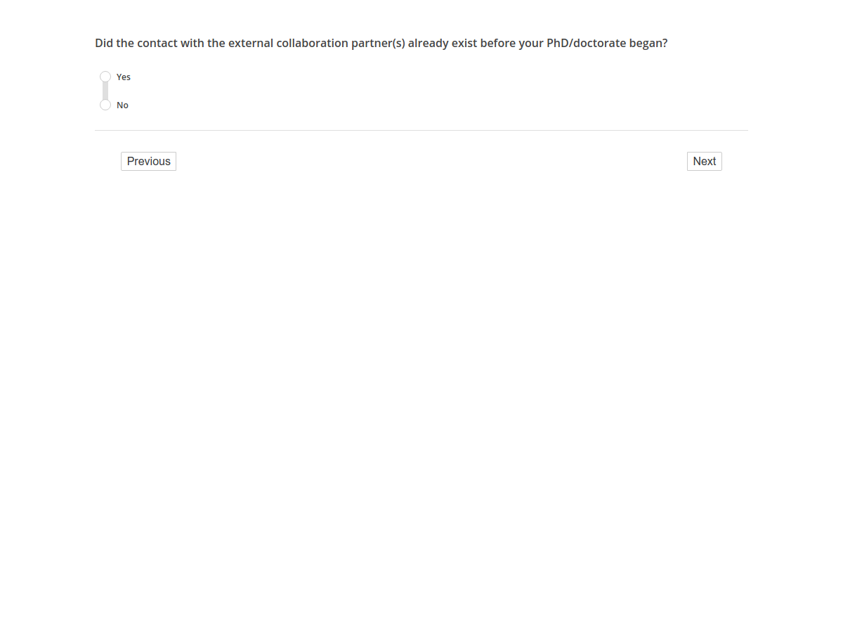 Did the contact with the external collaboration partner(s) already exist before your PhD/doctorate began?
