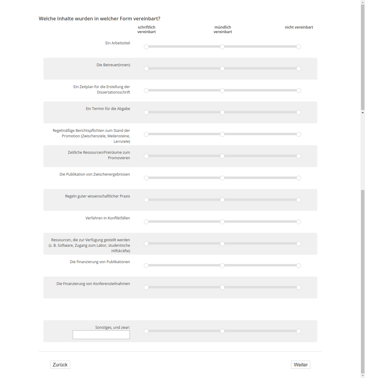 Welche Inhalte wurden in welcher Form vereinbart?