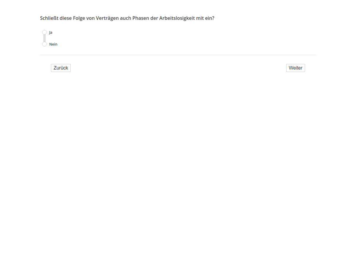 Schließt diese Folge von Verträgen auch Phasen der Arbeitslosigkeit mit ein?
