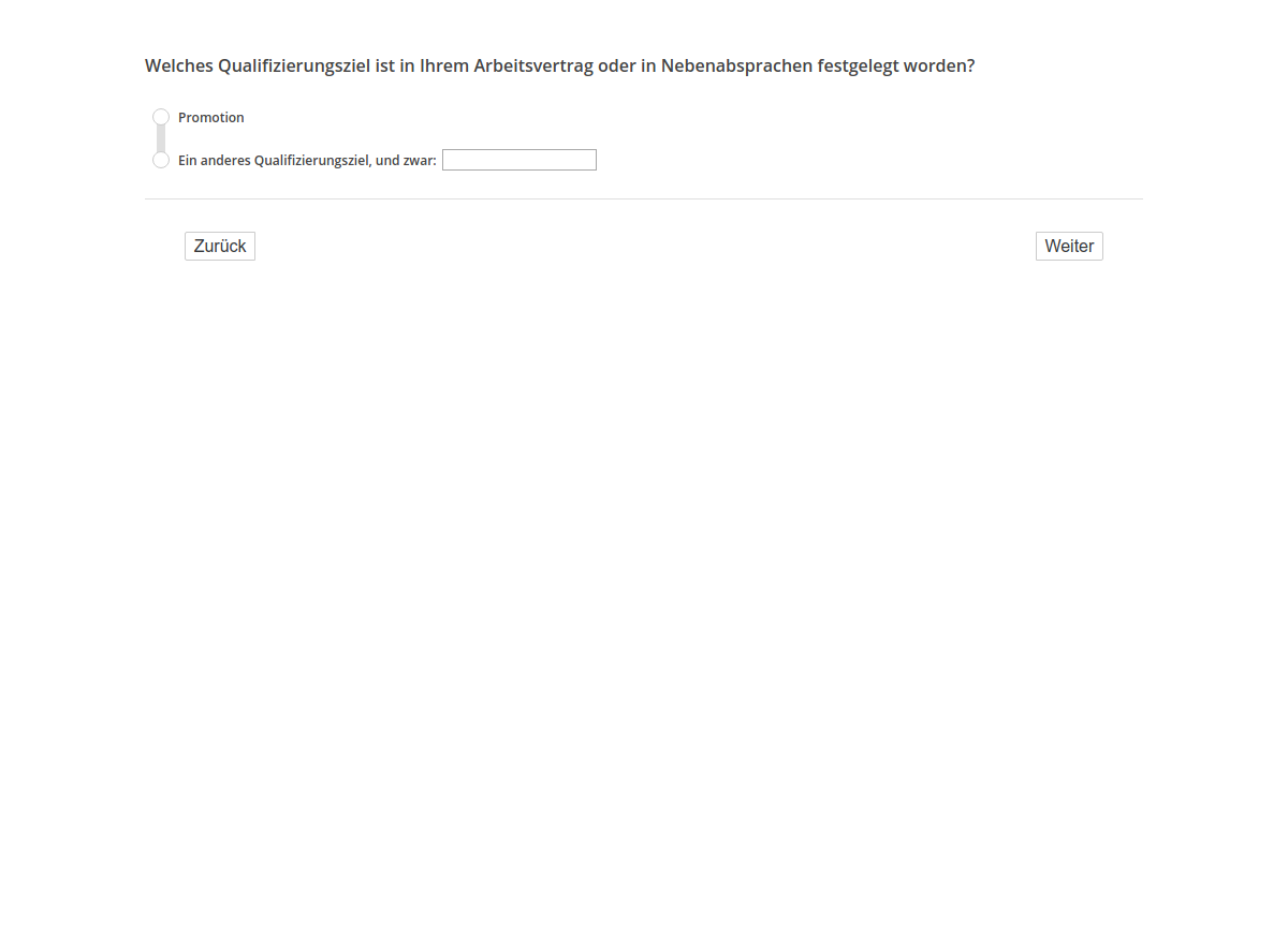 Welches Qualifizierungsziel ist in Ihrem Arbeitsvertrag oder in Nebenabsprachen festgelegt worden?