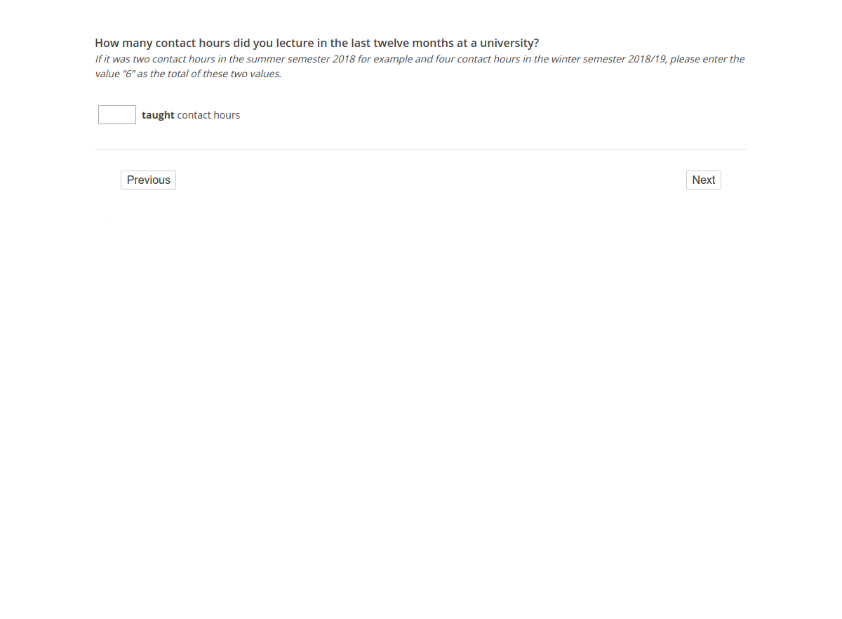 How many contact hours did you lecture in the last twelve months at a university?