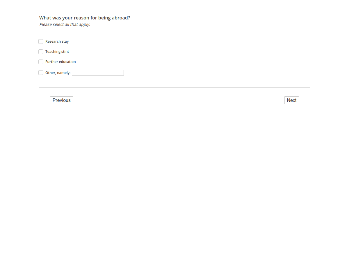 What was your reason for being abroad?
