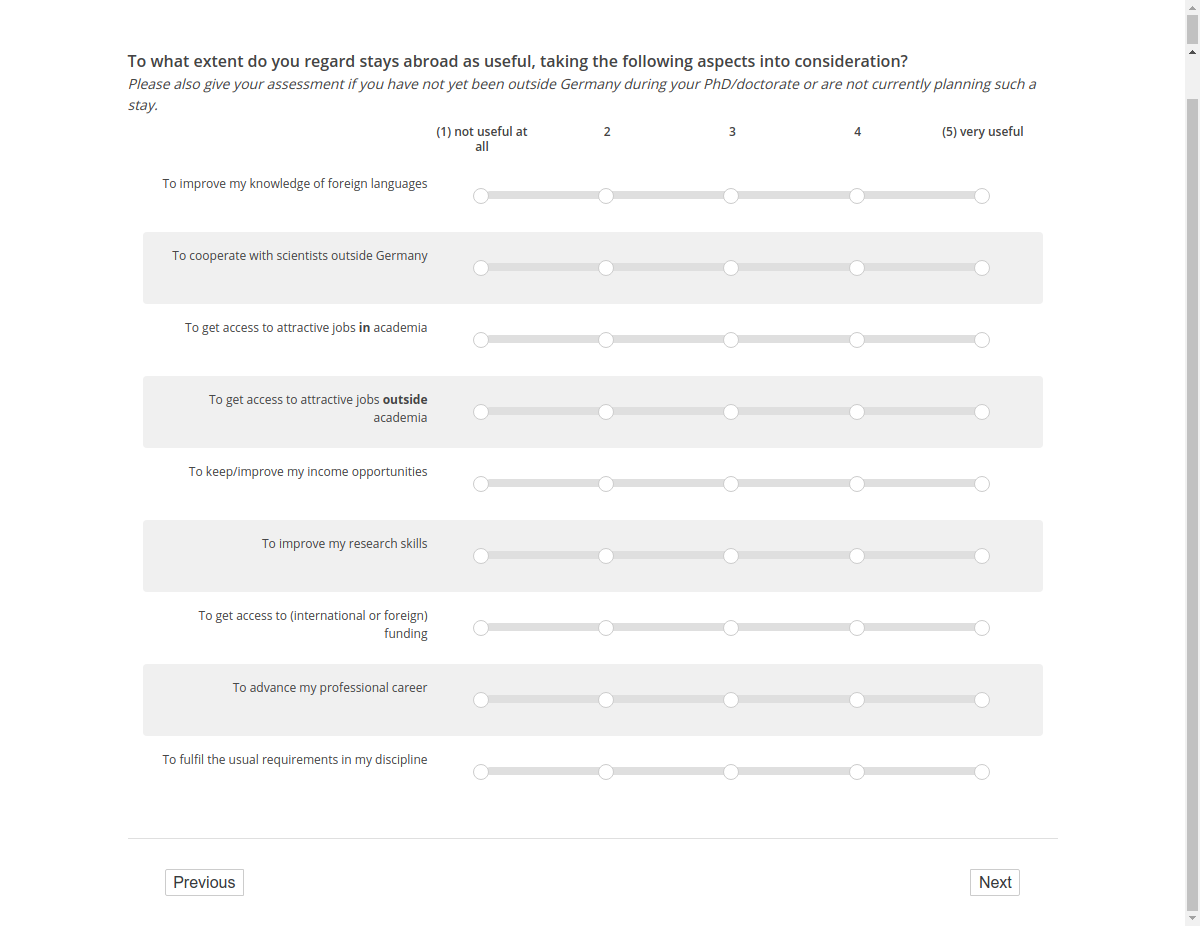 To what extent do you regard stays abroad as useful, taking the following aspects into consideration?