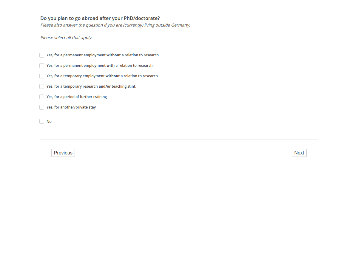 Do you plan to go abroad after your PhD/doctorate?