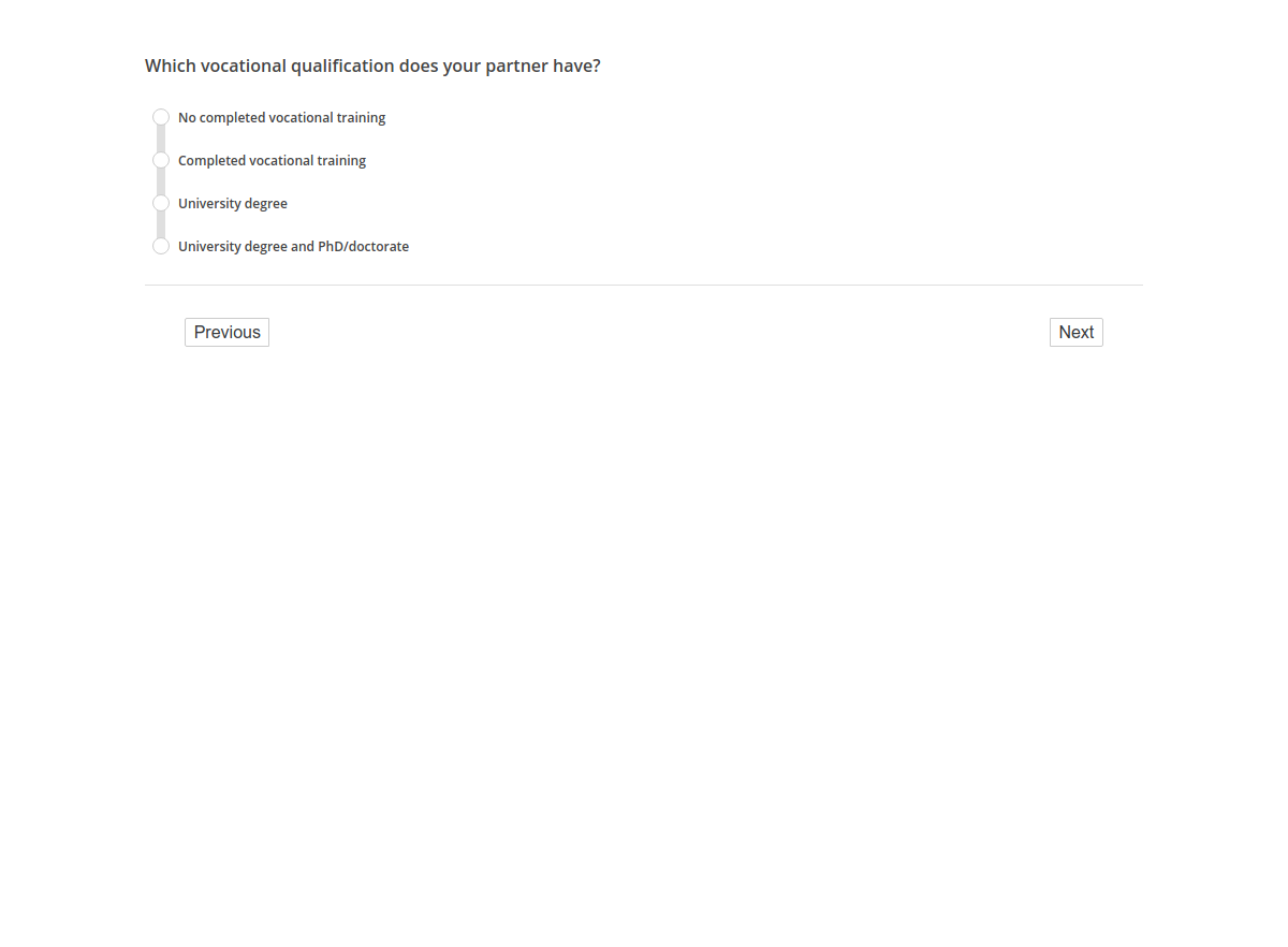Which vocational qualification does your partner have?