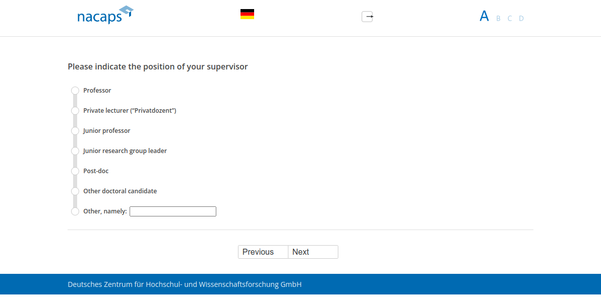 Please indicate the position of your supervisor