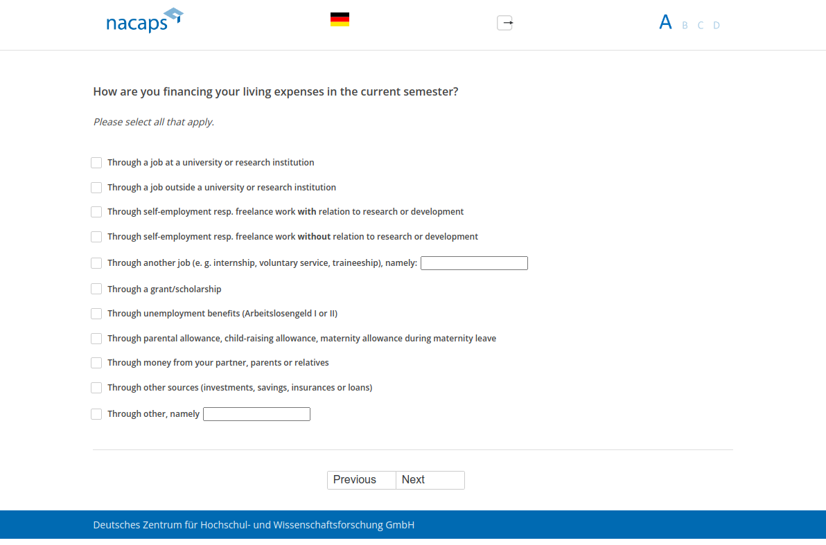 How are you financing your living expenses in the current semester?