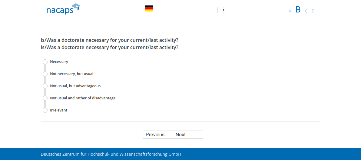 Is/Was a doctorate necessary for your current/last activity?