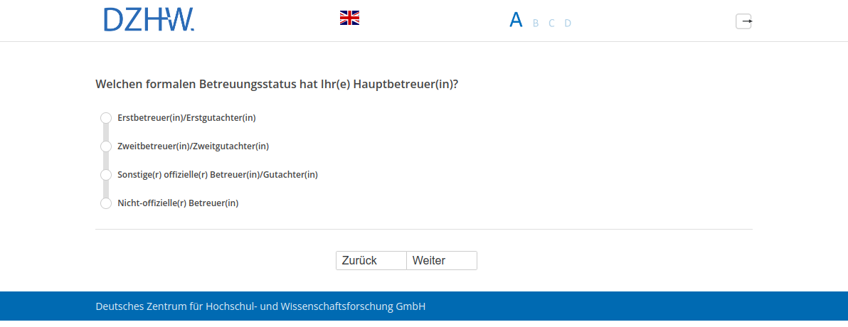 Welchen formalen Betreuungsstatus hat Ihr(e) Hauptbetreuer(in)?