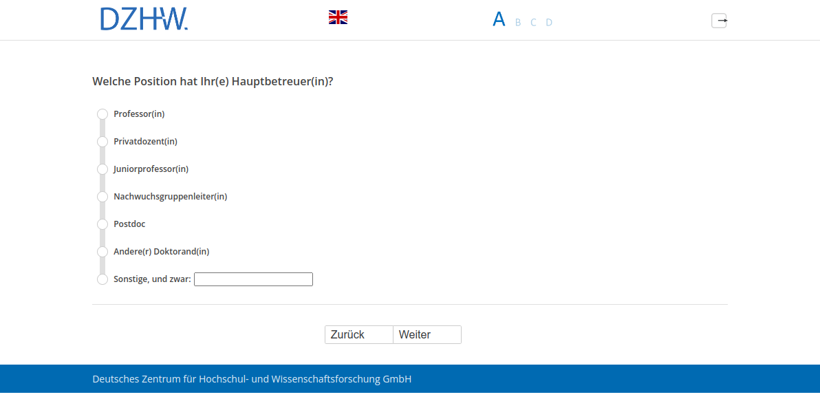 Welche Position hat Ihr(e) Hauptbetreuer(in)?