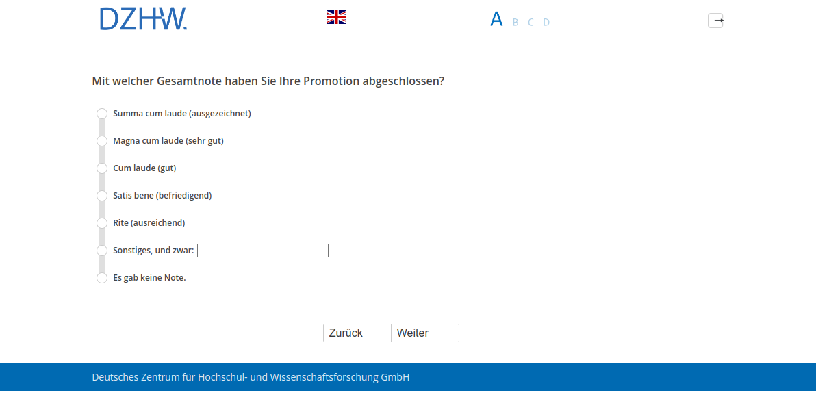 Mit welcher Gesamtnote haben Sie Ihre Promotion abgeschlossen?