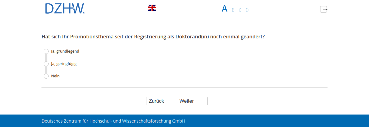 Hat sich Ihr Promotionsthema seit der Registrierung als Doktorand(in) noch einmal geändert?