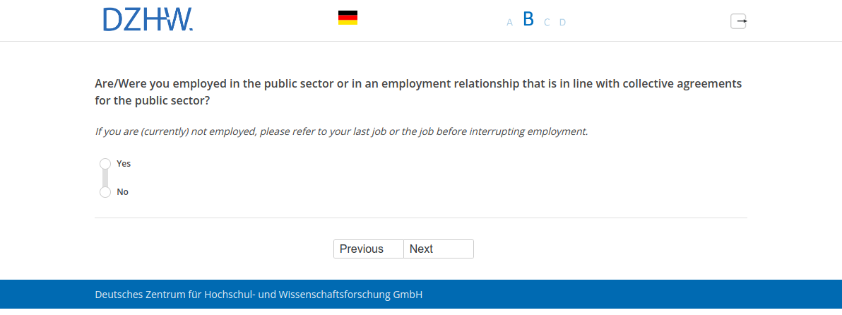 Are/Were you employed in the public sector or in an employment relationship that is in line with collective agreements for the public sector?