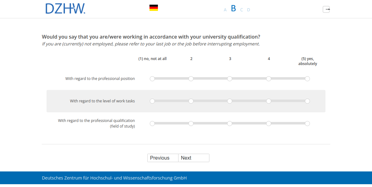 Would you say that you are/were working in accordance with your university qualification?