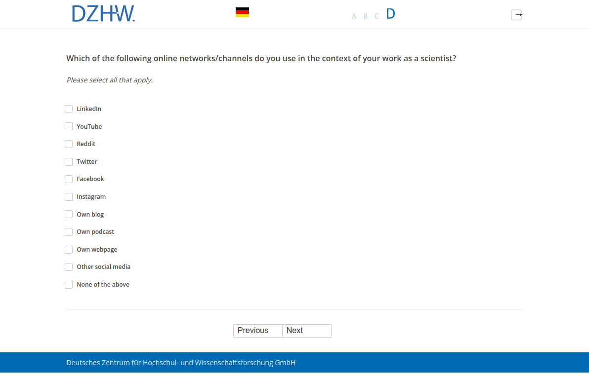 Which of the following online networks/channels do you use in the context of your work as a scientist?