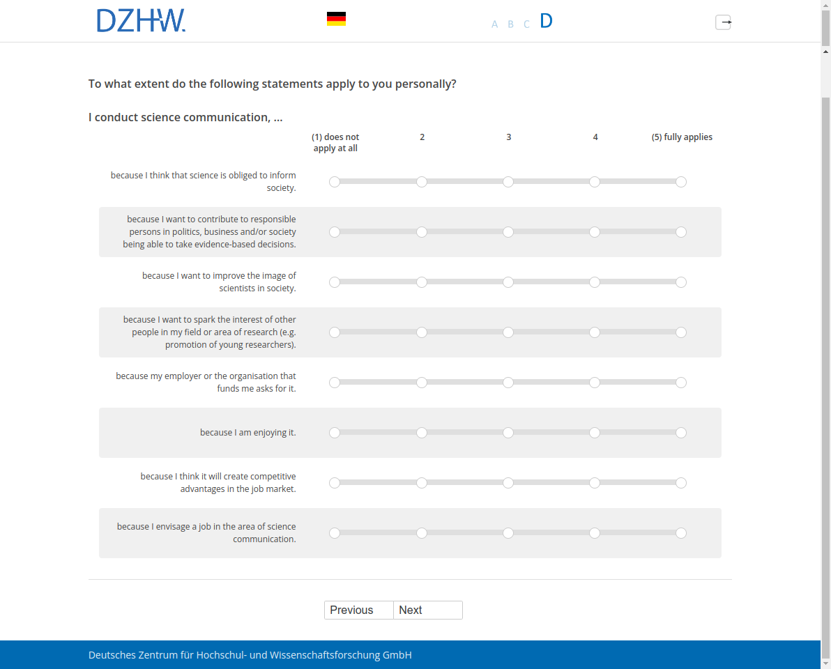 To what extent do the following statements apply to you personally? I conduct science communication, …