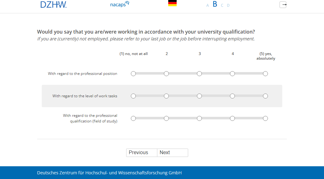 Would you say that you are/were working in accordance with your university qualification?