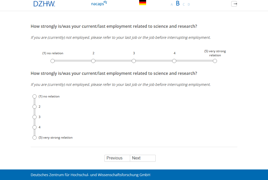 How strongly is/was your current/last employment related to science and research?How strongly is/was your current/last employment related to science and research?