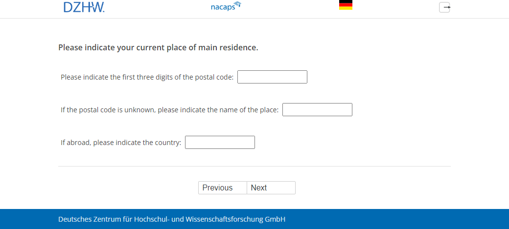 Please indicate your current place of main residence.