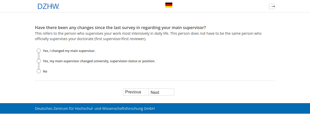 Have there been any changes since the last survey in #{PRELOADpl008.value} regarding your main supervisor?