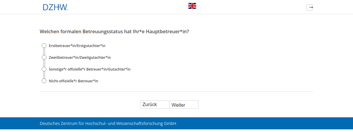 Welchen formalen Betreuungsstatus hat Ihr*e Hauptbetreuer*in?