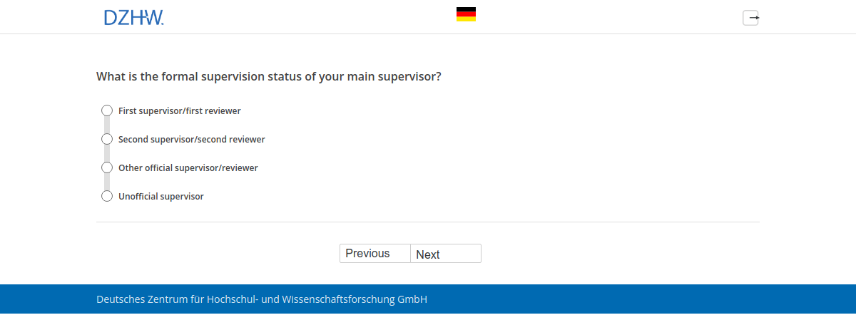 What is the formal supervision status of your main supervisor?