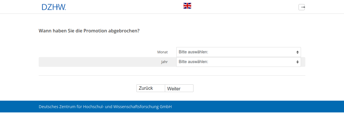 Wann haben Sie die Promotion abgebrochen?