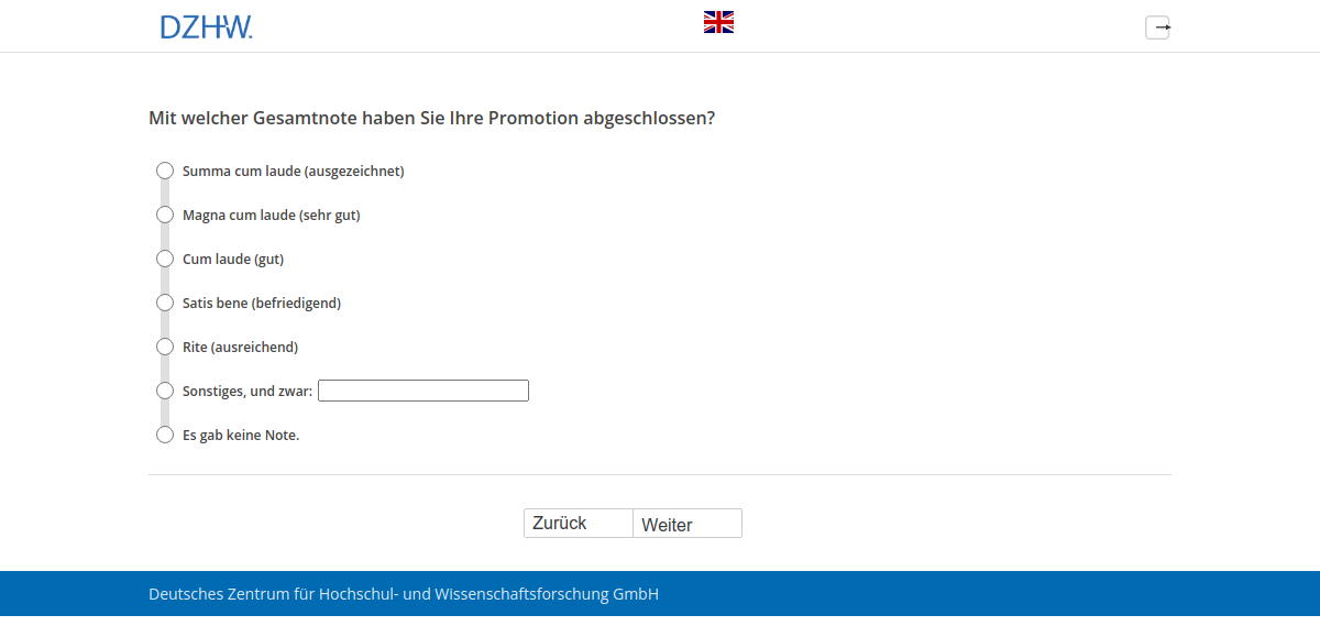 Mit welcher Gesamtnote haben Sie Ihre Promotion abgeschlossen?