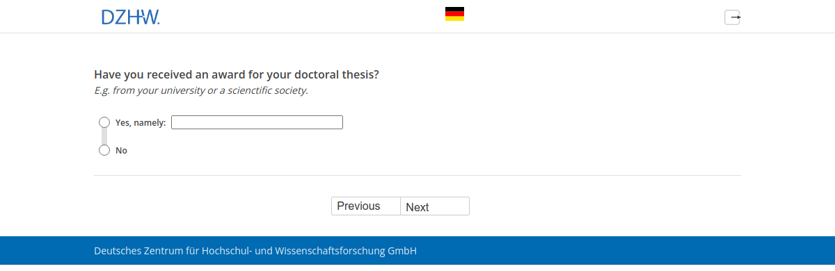 Have you received an award for your doctoral thesis?