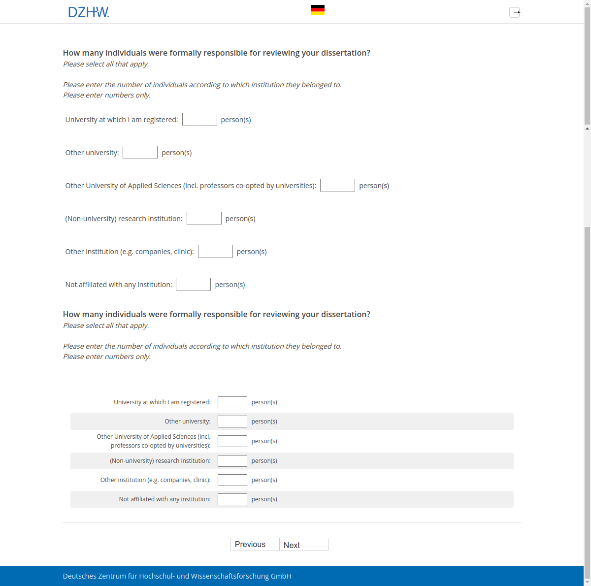 How many individuals were formally responsible for reviewing your dissertation?
