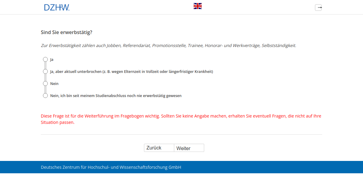 Sind Sie erwerbstätig?